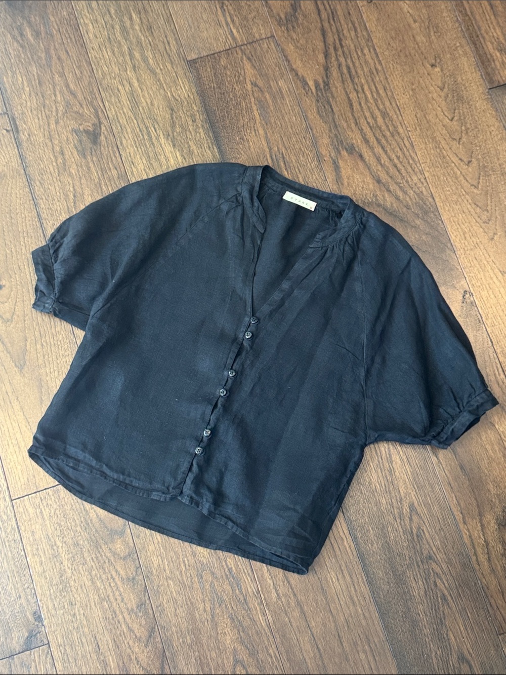 Stark X Relaxed Black Button-Front Women's Blouse